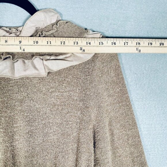 Forla Paris Midi Dress M Beige Cotton Blend Crinkle Pleat Fairycore - Picture 8 of 13